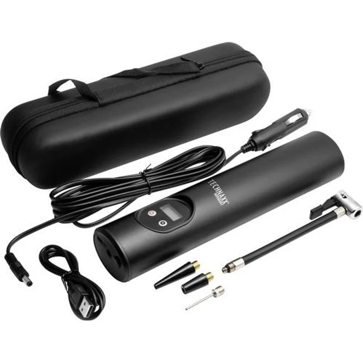 Technaxx 4906 Kompressor 8 bar Aufbewahrungs-Box--Tasche, Digitales Display, Inkl. 1 Akku, mit Arbeitslampe – Bild 1
