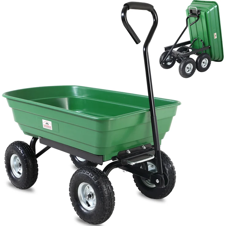 Gardebruk Gartenkarre 300 kg Kunststoff Kippfunktion Lenkachse Transportwagen Bollerwagen Muldenkipper Kippwagen – Bild 1