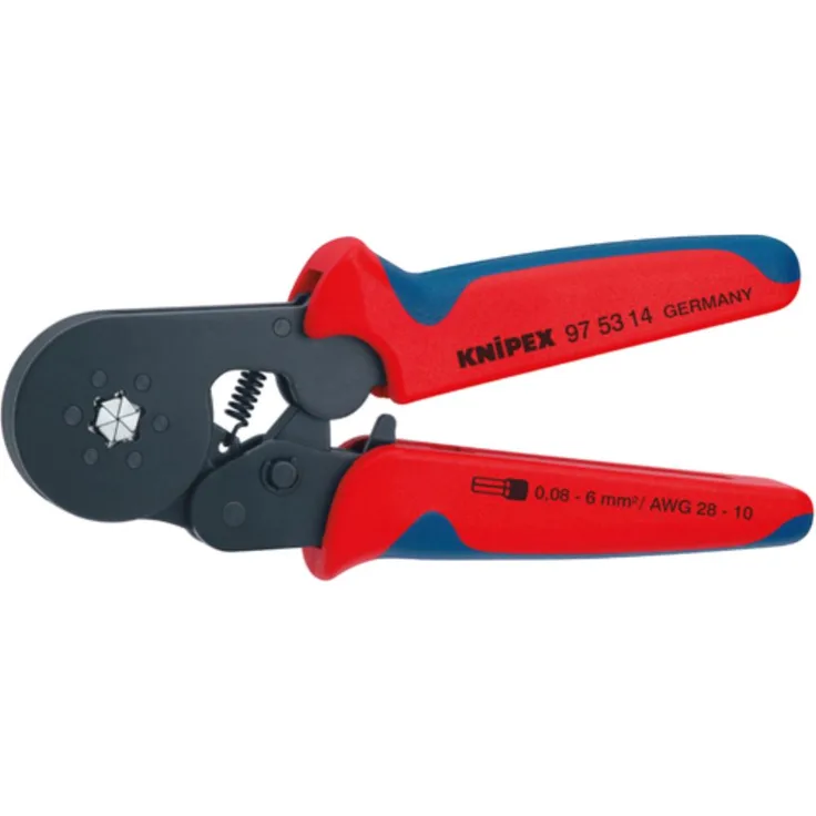 KNIPEX 97 53 14 Selbsteinstellende Crimpzange für Aderendhülsen mit Seiteneinführung mit Mehrkomponenten-Hüllen brüniert 180 mm
