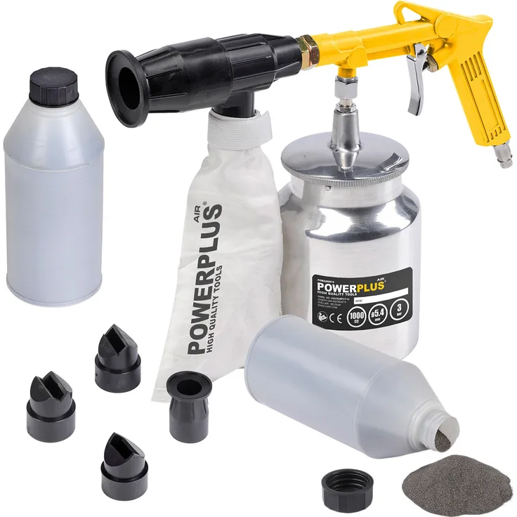 Varo Druckluft Sandstrahler Sandstrahlgerät Varo und 2 x Strahlsand und 4 Düsen