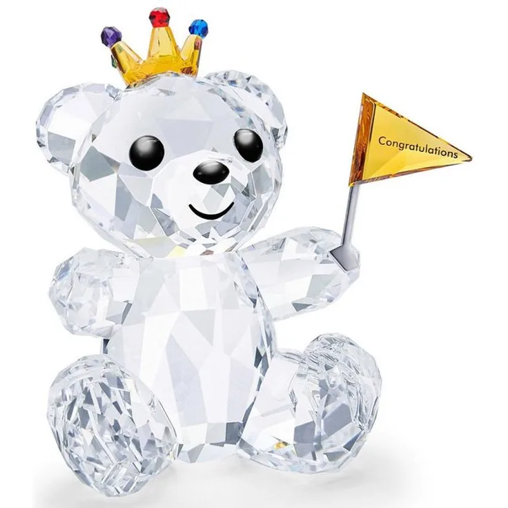 Swarovski Dekofigur »Kris Bär ? Herzlichen Glückwunsch, 5492229« (1 Stück), Swarovski Kristall mit schwarzem le
