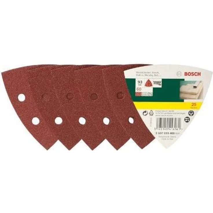 Bosch DIY 25tlg. Schleifblatt Set verschiedene Materialien für Deltaschleifer (Körnung 60, 6 Löcher) – Bild 1