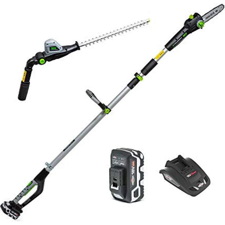 Murray IQ18PSHK 18 V Li-Ion 20 cm Polsäge & 41 cm Heckenschere 2-in-1-Kit Teleskopwelle Gara