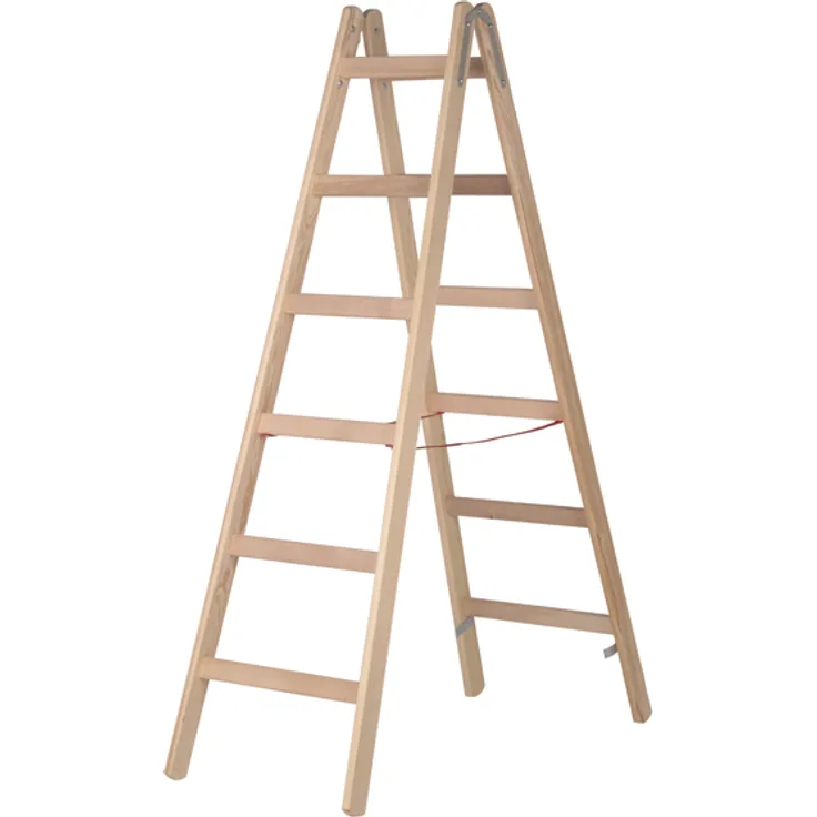 Hymer Holz-Sprossenstehleiter, beidseitig begehbar, 2x6 Sprossen (7141012)