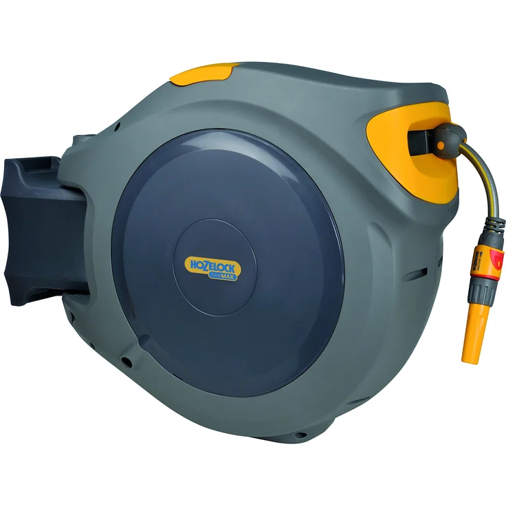 Hozelock Flowmax Auto Reel-Schlauchbox mit 30 m Schlauch 2597 180° schwenkbar, mit Aufrollfunktion mit Anti-Knick-Schlauch grau – Bild 1