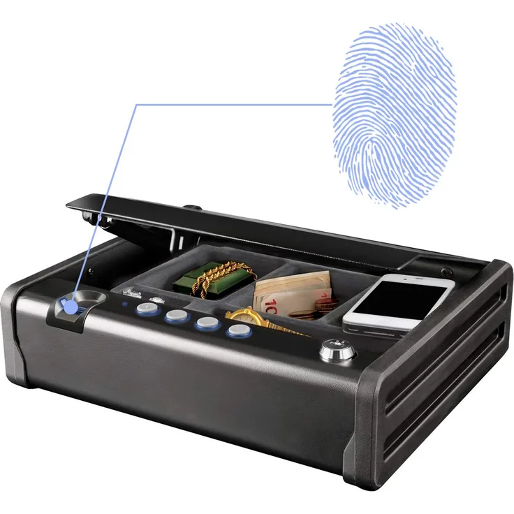 MASTER LOCK Biometrischer Tresor (Fingerabdruckerkennung) (Kompakt) MLD08EB Ideal für Scheckbücher, Geld, Schmuck, Ausweise, Pistolentresor