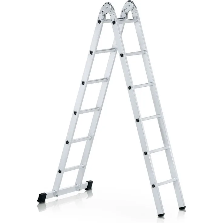 Zarges Z600 Mehrzweck-Klappleiter, 2-teilig, Steighilfe mit Doppelfunktion, 2 x 6 Sprossen, Leiterlänge Anlegeleiter 3,60 m