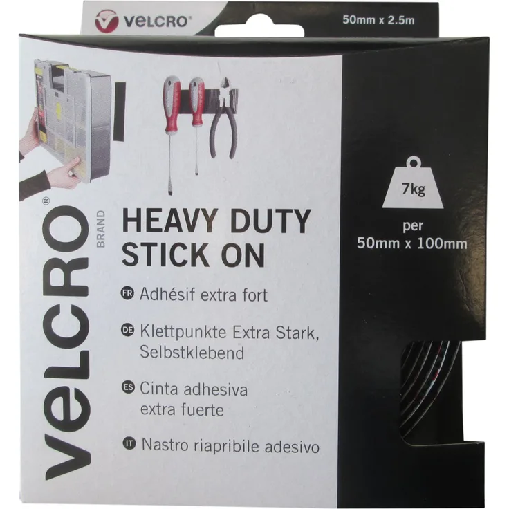 VELCRO - Heavy Duty Stick on Tape 50mm x 2,5 Meter schwarz - Klettband zum Aufkleben Haft und Flauschteil EXTRA STARK(BxL) 50mm x 2,5 Meter schwarz - Preisvergleich