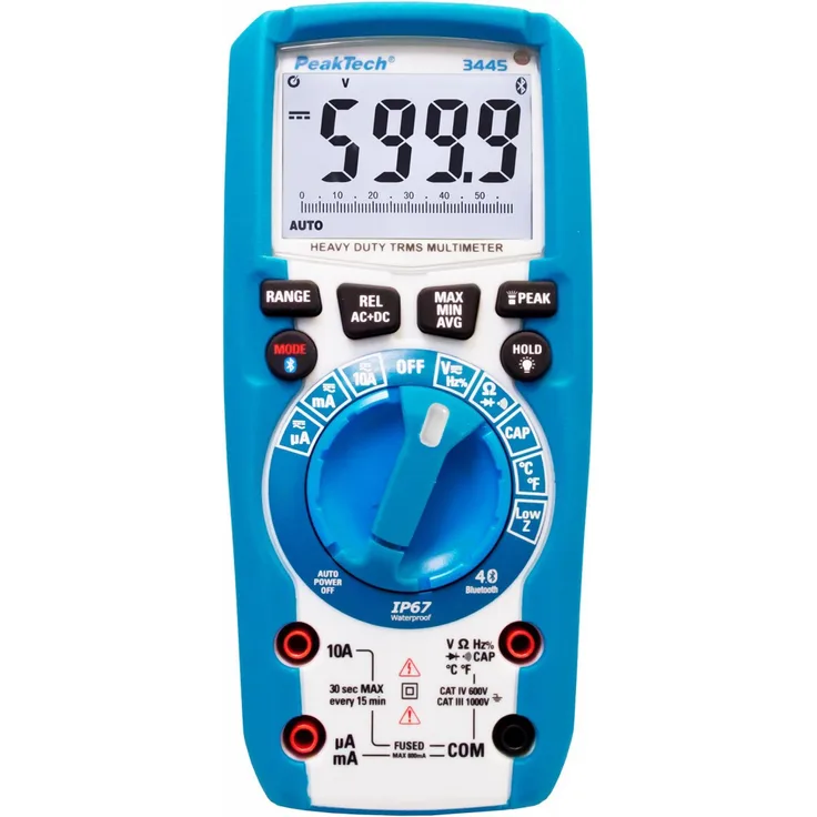 PeakTech 3445 - Multimeter digital 6000 Counts TRMS IP67 Bluetooth