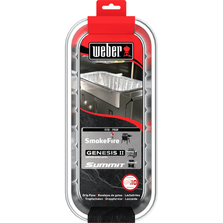 Weber 6498 Alu-Tropfschalen 13x28x6,3 cm, 10 Stck, Einwegschalen, Fettauffangschalen