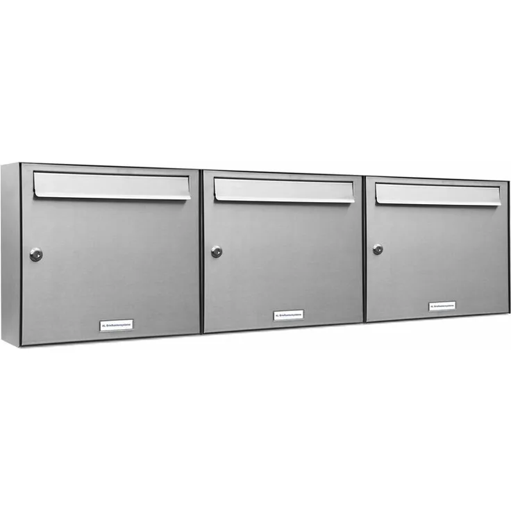 3er Edelstahl Briefkasten Anlage 3 Fach Wandbriefkasten Postkasten