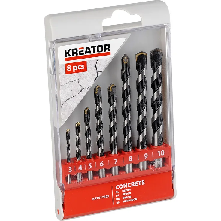 Kreator 03012402 8 Stück Hartmetall Bohrer