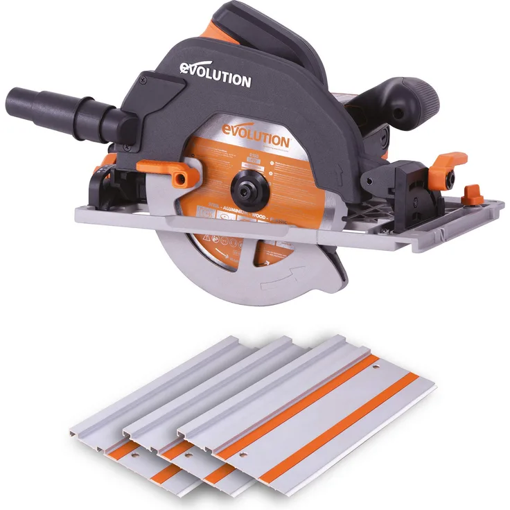 Evolution Power Tools R185CCSX Mehrzweck-Kreissäge kompatibel mit Führungsschienen (Kombi-Paket 1020 mm Schiene inbegriffen, 185 mm, 230 V)