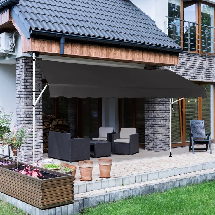 Strattore Klemmmarkise Balkonmarkise Sonnenschutz Markise - ohne Bohren - Manuell einziehbar - 350 x 120 cm - Anthrazit