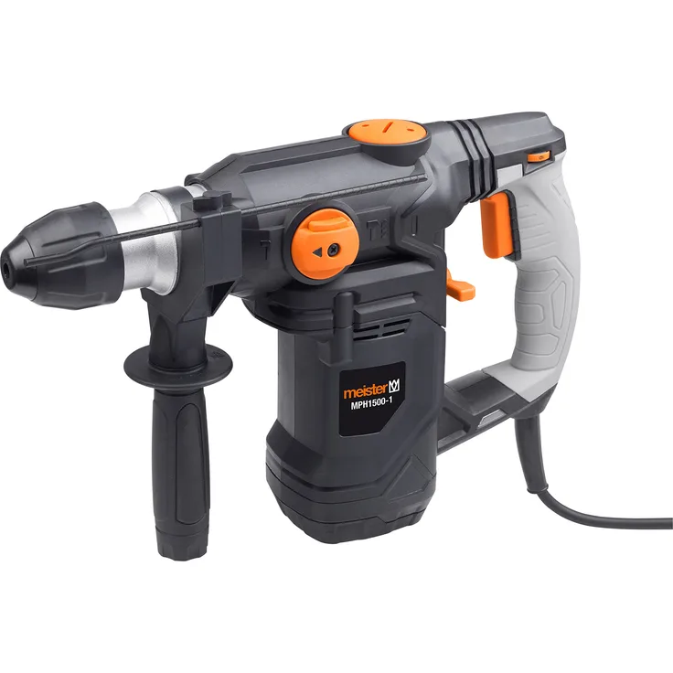 Meister Pneumatischer Bohrhammer 1500 Watt, MPH1500-1 - SDS-Plus Aufnahme - 4 Joule Schlagenergie - Antivibrationsgriff & Tiefenanschlag - Bohrmaschine mit Hammerwerk - Kombi-Hammer im Koffer - 5452860