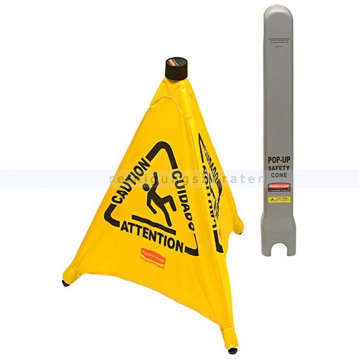 Warnschild Rubbermaid Klappbarer Warnaufsteller klein gelb mit multisprachigem Warnsystem