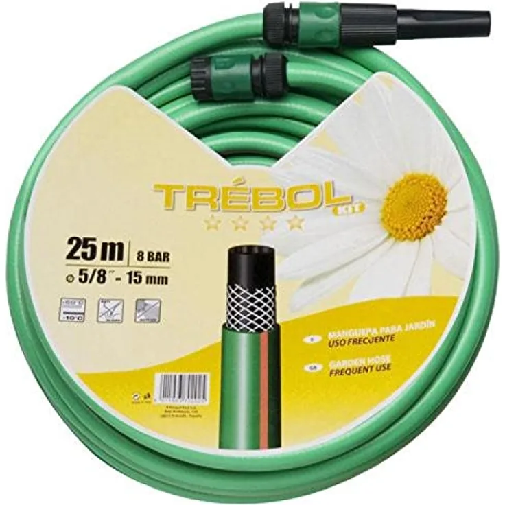 SATURNIA 8070667 Schlauch grün Trebol geflochten 15 mm 5/8 Rolle 15 m mit Zubehör