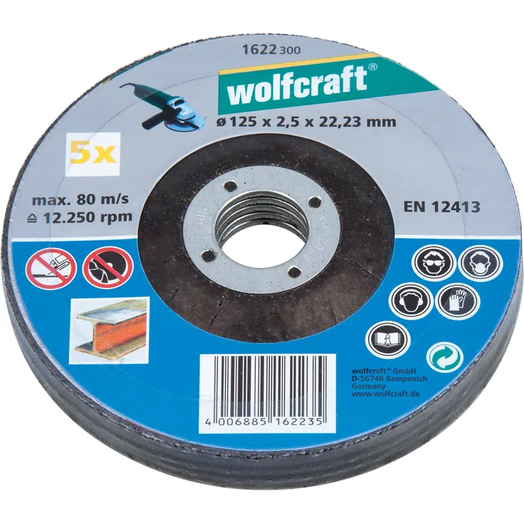 Wolfcraft 1622300 1 Sparpaket Trennscheiben Metall ø 125 x 2.5 x 22.2 mm