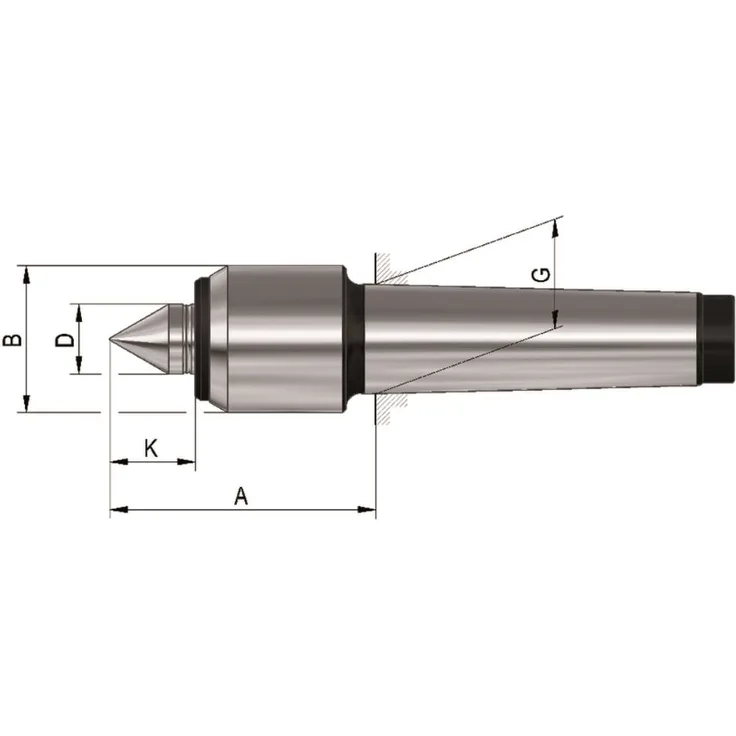 RÖHM 5336 Mitlaufende Körnerspitze Type 600 MK 2 mit kleinem Gehäusedurchmesser