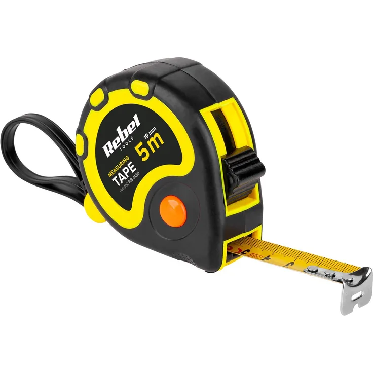 Rebel RB-1130 Professioneles robustes Massband mit Aufrollsystem 5m, Breite 19 mm