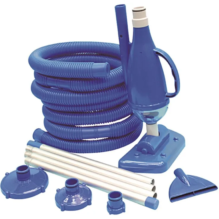 Avenli Pool-Reinigung Set VS Deluxe mit Vakkuum-Bodensauger inkl. 2 Aufsätze (Bürste + Flach) + Schmutzfangbehälter, Aluminium Poolstange und Poolschlauch inkl. Anschluß Adapter zur Poolpumpe