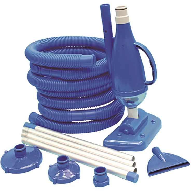 Avenli Pool-Reinigung Set VS Deluxe mit Vakkuum-Bodensauger inkl. 2 Aufsätze (Bürste + Flach) + Schmutzfangbehälter, Aluminium Poolstange und Poolschlauch inkl. Anschluß Adapter zur Poolpumpe – Bild 1