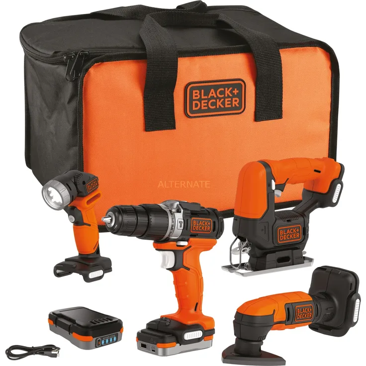 Black Decker 12Volt 4-er Kit,Schlagbohrschrauber,Stichsäge,Deltaschleifer
