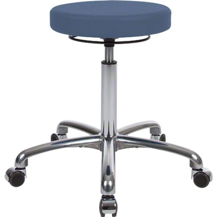 Drehhocker Exklusiv mit Komfort-Polster und Rollen, Rollhocker Arbeitshocker, Taubenblau
