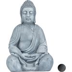 XL Buddha Figur sitzend, 50 cm hoch, Feng Shui, Outdoor, Garten Dekofigur, große Zen Buddha Statue, hellgrau - Preisvergleich