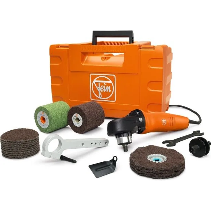 Fein WPO 14-25 E - Edelstahl-Start-Set, 1200 W, 230 V, Schwarz-Orange Netz Winkelschleifer 1200 W 150 mm