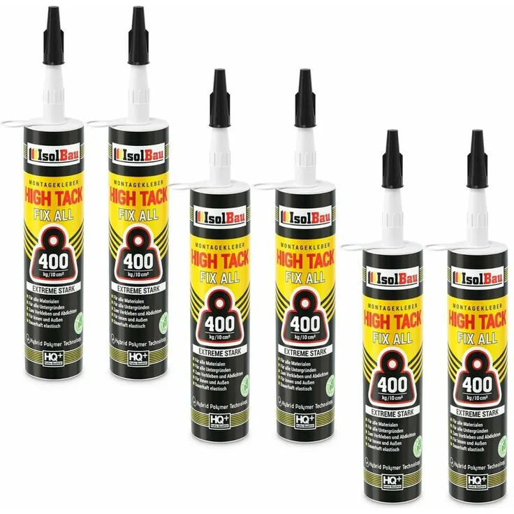 ISOLBAU High Tack Montagekleber 6 x 470g MS Polymer Baukleber FIX ALL 400kg-10cm²