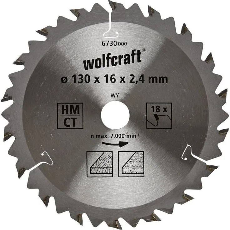 Wolfcraft 6730000 1 Kreissägeblatt HM, 18 Zähne, ø 130 mm