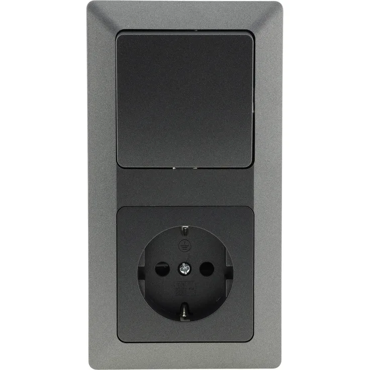 MILOS Set Steckd+WS+Rahmen 250V~- 16A, Klemmanschluss, Anthrazit