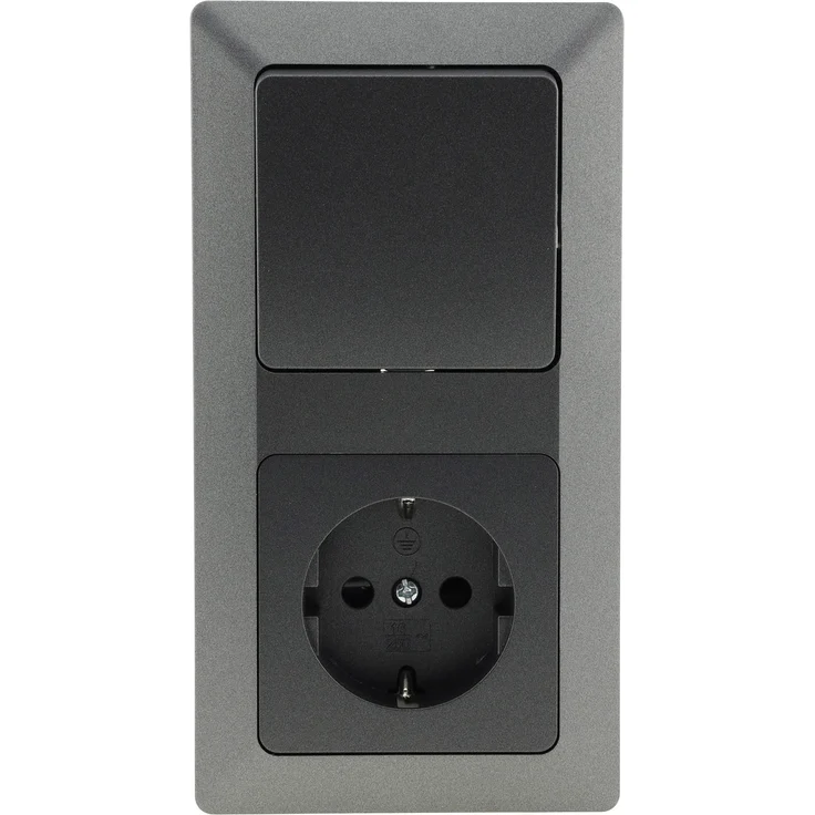 MILOS Set Steckd+WS+Rahmen 250V~- 16A, Klemmanschluss, Anthrazit