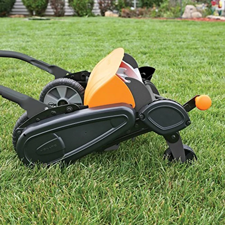 Fiskars Spindelmäher, Rasenmäher mit berührungslosem Schneidesystem, Schnittbreite: 46 cm, StaySharp Max, Schwarz-Orange-Silber, 1000591 – Bild 2