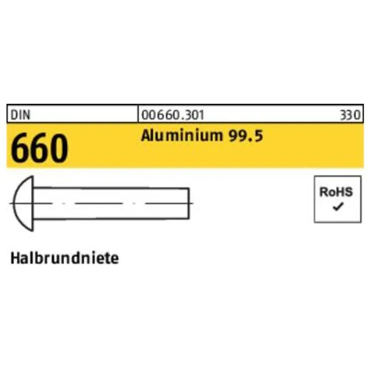Reyher Halbrundniete DIN 660-ISO 1051 2 x 8 Aluminium 99.5