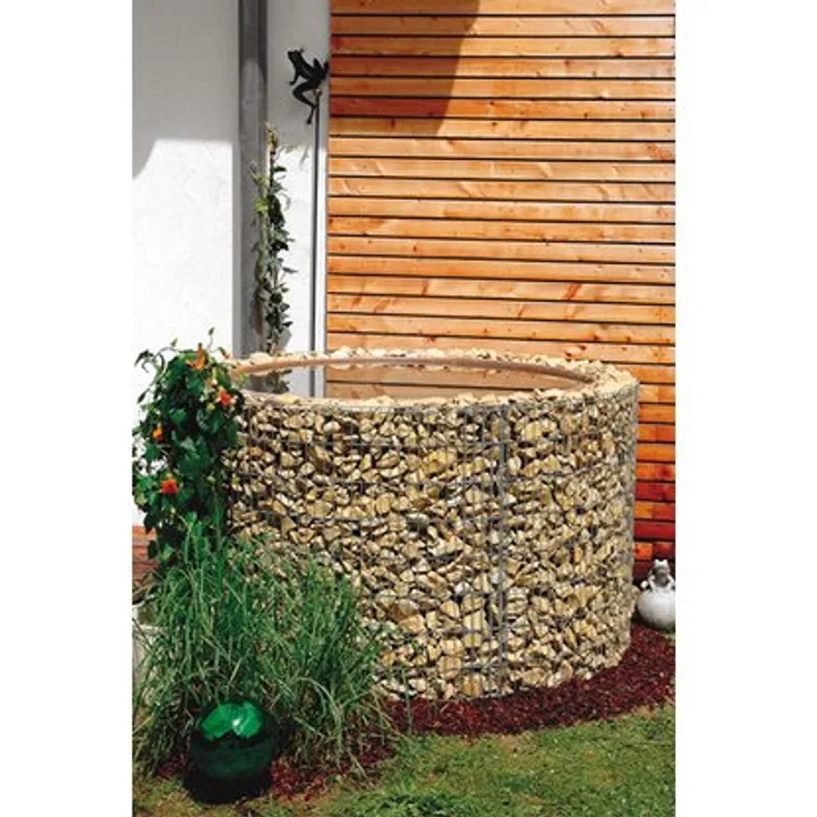 Gabionen-Wasserfass 750 l Ø 130 cm/110 cm x 80 cm