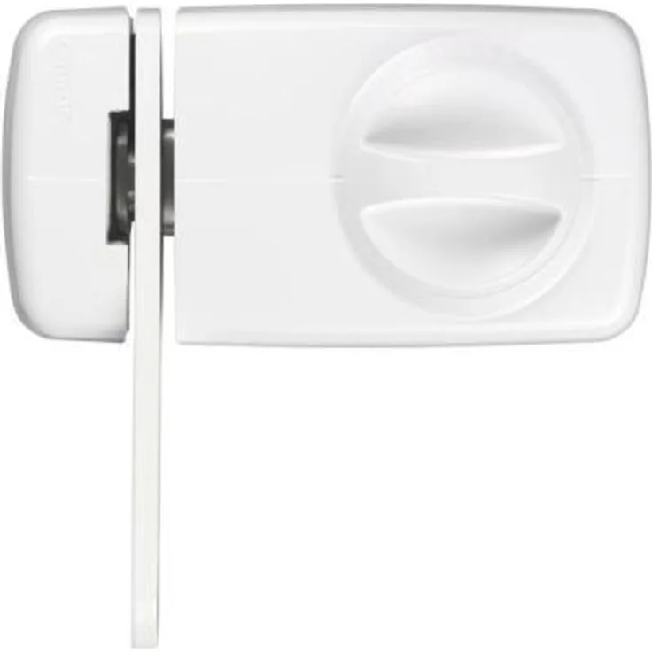 ABUS Türzusatzschloss 7030 mit Sperrbügel und Drehknauf, von Außen auf- und abschließbar, Zusatzsicherung für Haustüren, weiß, 53276