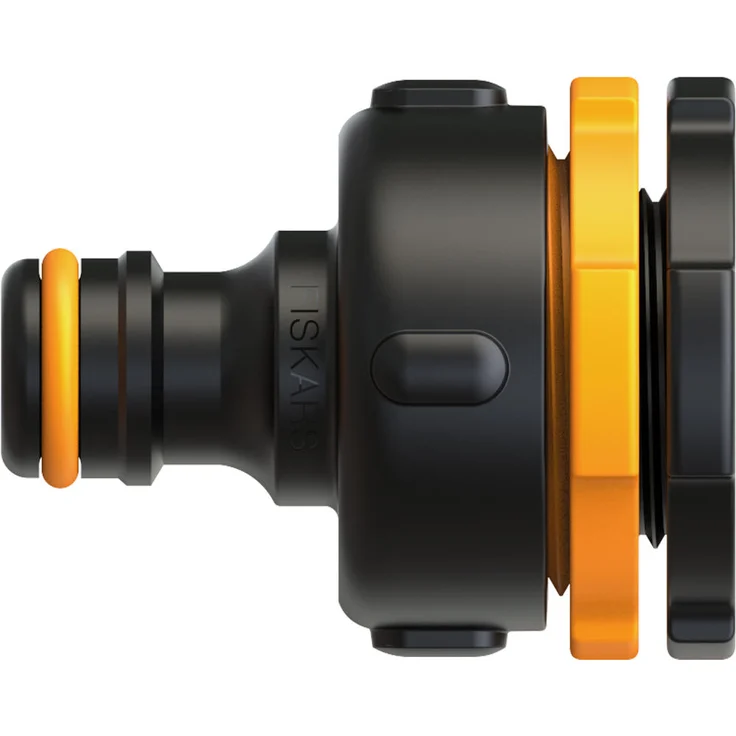 Fiskars Hahnverbinder Multi, Schlauchverbinder, Mehrfach-Hahnanschluss, Kunststoff, Schwarz, Orange, 1027051 – Bild 1