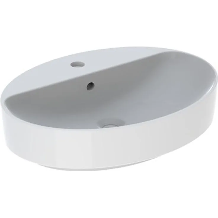 Geberit Aufsatzwaschtisch VariForm oval, 600 x 450 mm, mit Hahnlochbank, mit Überlauf weiß