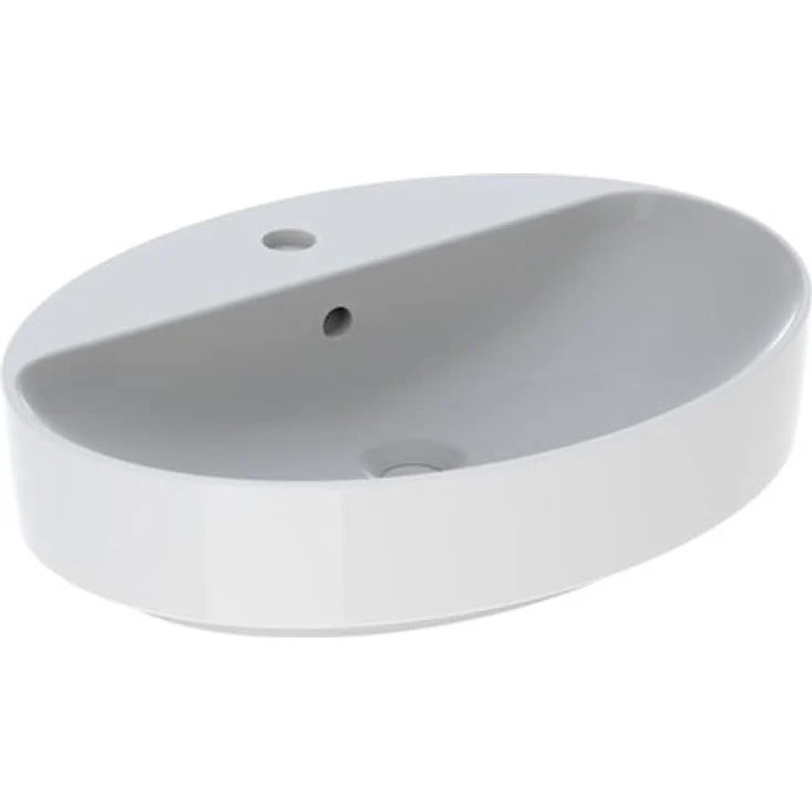Geberit Aufsatzwaschtisch VariForm oval, 600 x 450 mm, mit Hahnlochbank, mit Überlauf weiß