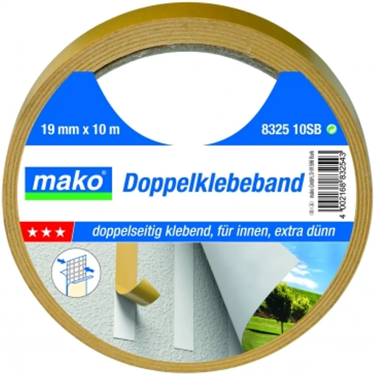 Mako Doppel-Klebeband Doppelseitiges Klebeband 19mm x 10m Nr. 832510