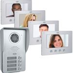 ELRO Türklingel DV477W4 4-Familien Video Türsprechanlage mit 4 Farbdisplay, Kamera mit Nachtsicht, 4-Draht Technik, 16 Klingeltöne, Grau, One Size