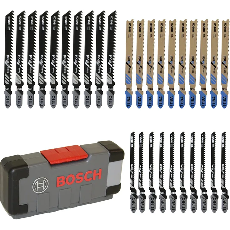 Bosch Professional 30tlg. Stichsägeblatt Set Basic für Holz und Metall, Zubehör Stichsäge
