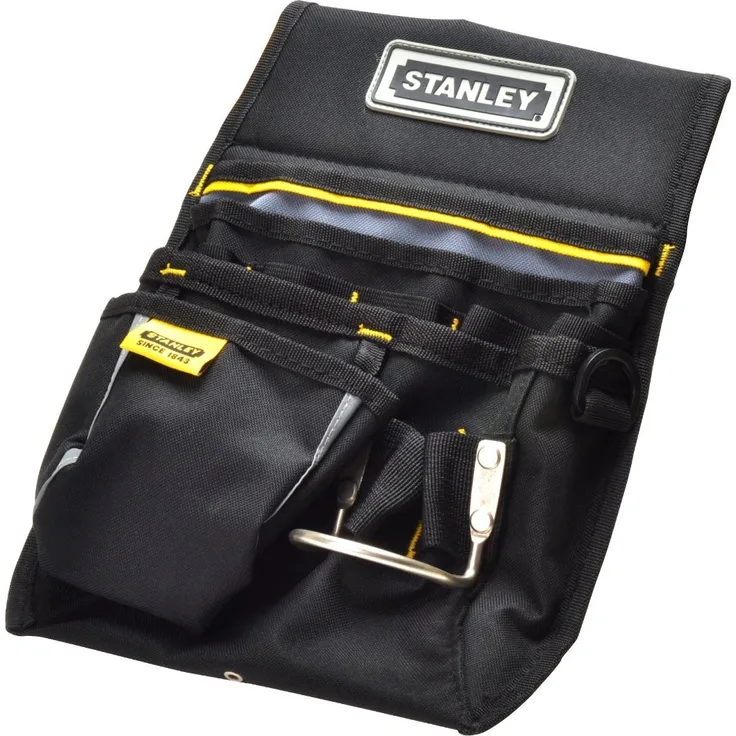 Stanley Gürteltasche - Werkzeuggürtel (33.2x23.5x7.5cm, 600 Denier Nylon, mit 2 Nageltaschen, 1 Hammerhalter und 1 Bandmaßtasche, leicht zugängliche Fächer) 1-96-181