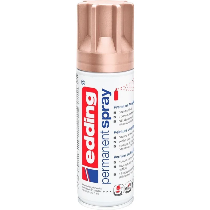 edding 5200 Permanent-Spray - rosé-gold matt - 200 ml - Acryllack zum Lackieren und Dekorieren von Glas, Metall, Holz, Keramik, lackierb. Kunststoff, Leinwand, u. v. m. - Sprühfarbe – Bild 1