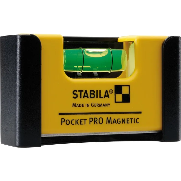 STABILA Wasserwaage Pocket PRO Magnetic, 7 cm, mit Seltenerd-Magnetsystem und Gürtel-Clip