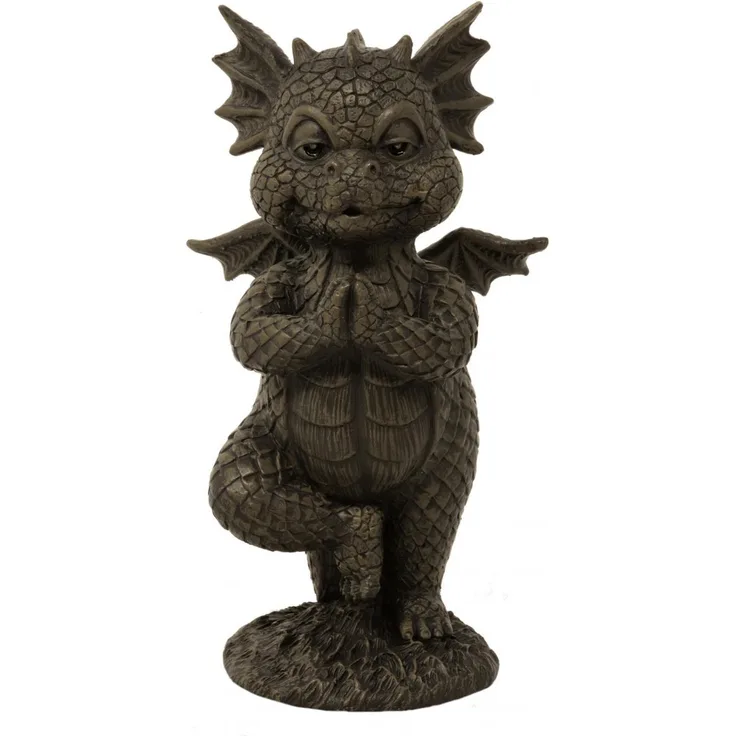 MFF Gartenfigur Gartendrache - Modell Yogabaum klein - Fantasy Figur Deko Drache Gar