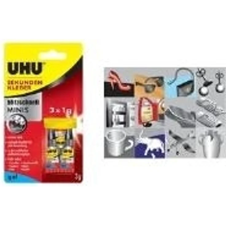 UHU Sekundenkleber Gel Minis, Extrem starker, gelförmiger Sekundenkleber - 3 Minis in einer praktischen Aufbewahrungsbox, Optimale Qualität bei jeder Anwendung, 3 x 1 g - Preisvergleich – Bild 1
