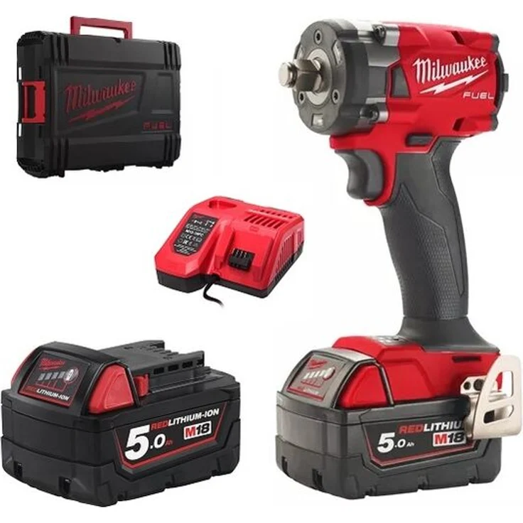 Milwaukee M18FIW2F12-502X Akku Schlagschrauber 1-2'' mit 2x M18B5 Li-Ion-Akku und Schnelllader
